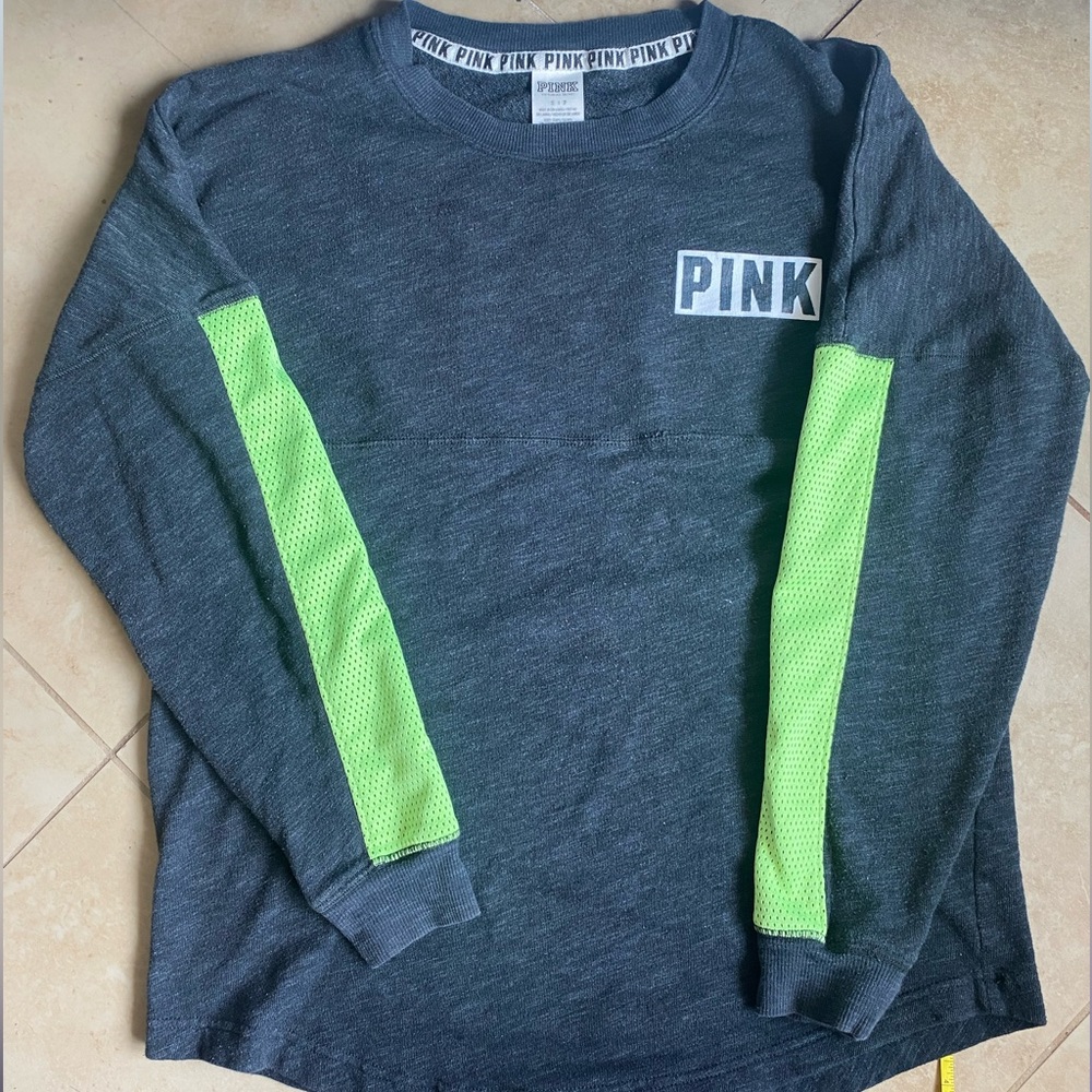 VS PINK sweatshirt grey with green detailing